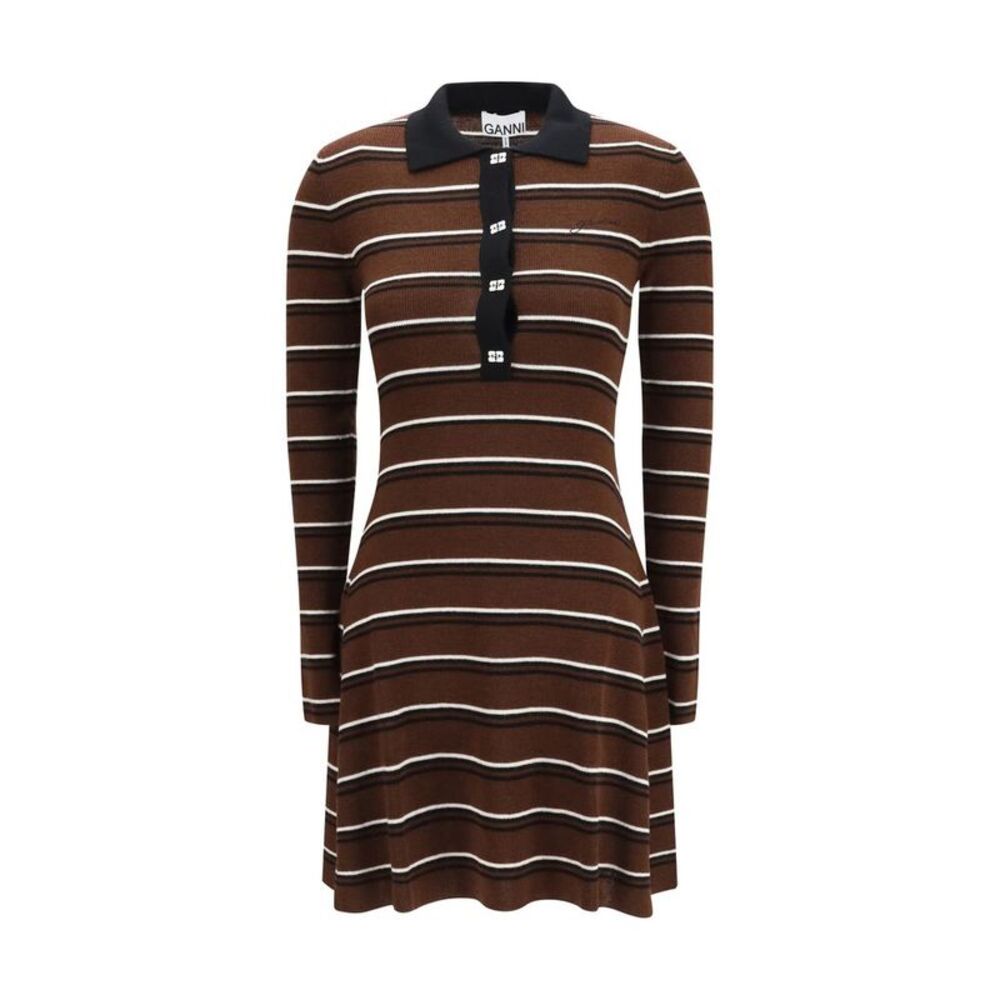 Ganni Brown Wool Oves Aries Casual Women's Dress
